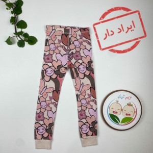 ایراد دار _ شلوار دخترانه برند next طرح گل ها کمرکش صورتی رنگ - 3 تا 4 سال