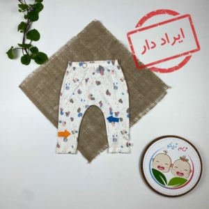 ایراد دار _ شلوار نوزادی دخترانه برند next طرح سنگ رنگی کمرکش سفید رنگ - 0 تا 3 ماه