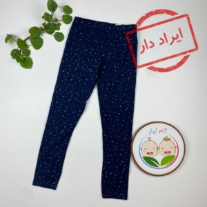 ایراد دار _ شلوار دخترانه طرح دون دون کمرکش سورمه ای رنگ - 8 تا 9 سال