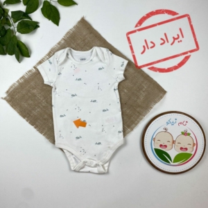ایراد دار _ بادی نوزادی آستین کوتاه طرح موش ها یقه گرد سفید رنگ - 18 تا 24 ماه