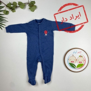 ایراد دار _ سرهمی نوزادی پسرانه آستین بلند برند لوپیلو طرح بالون دکمه ای نیلی رنگ - 2 تا 3 ماه