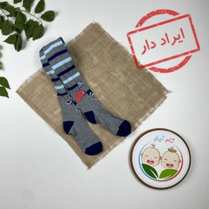 ایراد دار _ جوراب شلواری دخترانه طرح دایناسور طوسی رنگ - 8 تا 9 سال