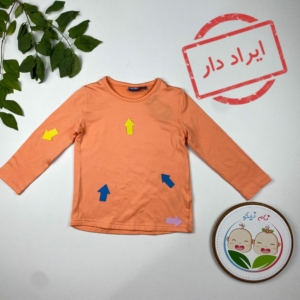 ایراد دار _ بلوز دخترانه آستین بلند برند لوپیلو طرح ساده یقه گرد گلبهی رنگ - 2 تا 4 سال