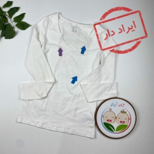 ایراد دار _ بلوز دخترانه آستین بلند طرح ساده یقه باز هفت شیری رنگ - 2 تا 4 سال