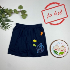 ایراد دار _ شلوارک پسرانه برند لوپیلو طرح حروف A کمرکش سورمه ای رنگ - 10 تا 11 سال