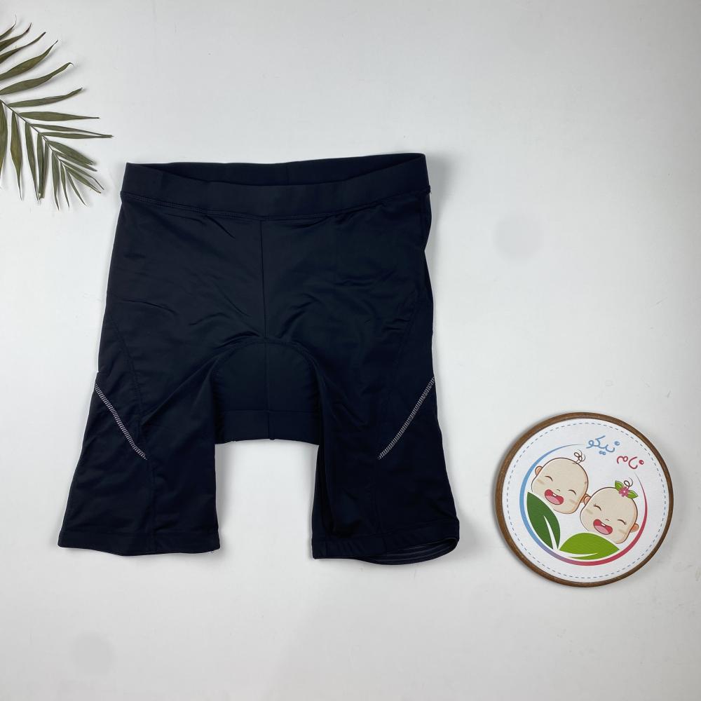 شلوارک دوچرخه سواری اسپرت طرح ساده کمرکش مشکی رنگ - تصویر 6