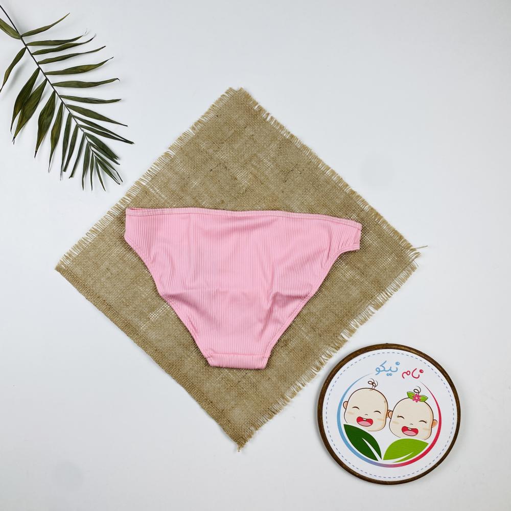 مایو اسپرت برند esmara طرح راه راه کمرکش صورتی رنگ - تصویر 2